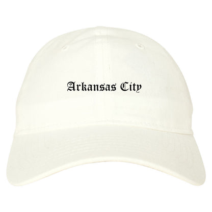 Arkansas City Kansas KS Old English Mens Dad Hat Baseball Cap White