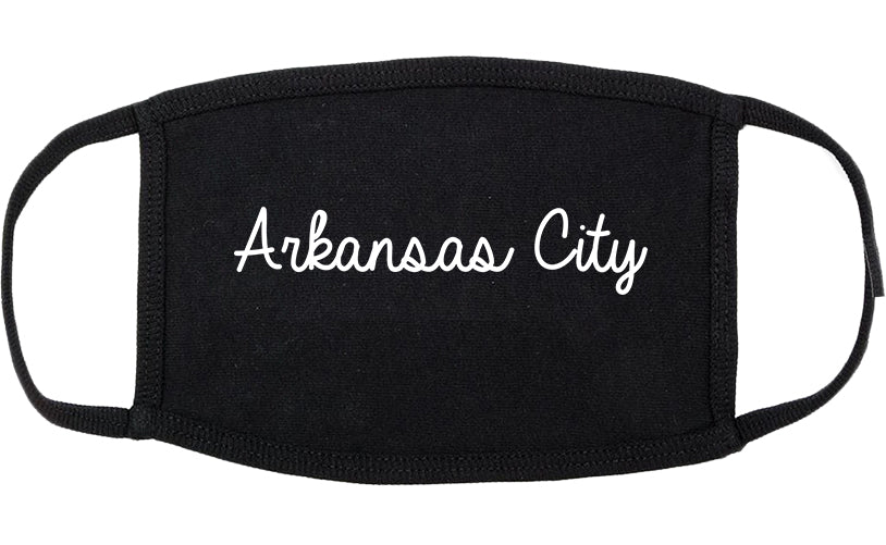 Arkansas City Kansas KS Script Cotton Face Mask Black