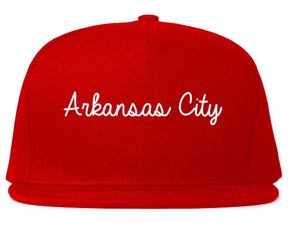 Arkansas City Kansas KS Script Mens Snapback Hat Red