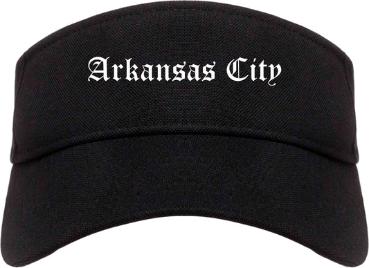 Arkansas City Kansas KS Old English Mens Visor Cap Hat Black