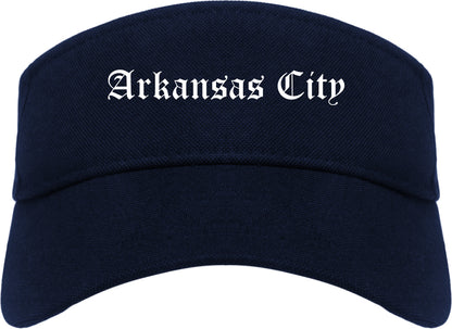 Arkansas City Kansas KS Old English Mens Visor Cap Hat Navy Blue