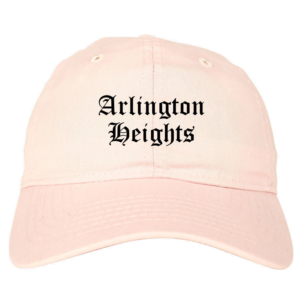 Arlington Heights Illinois IL Old English Mens Dad Hat Baseball Cap Pink