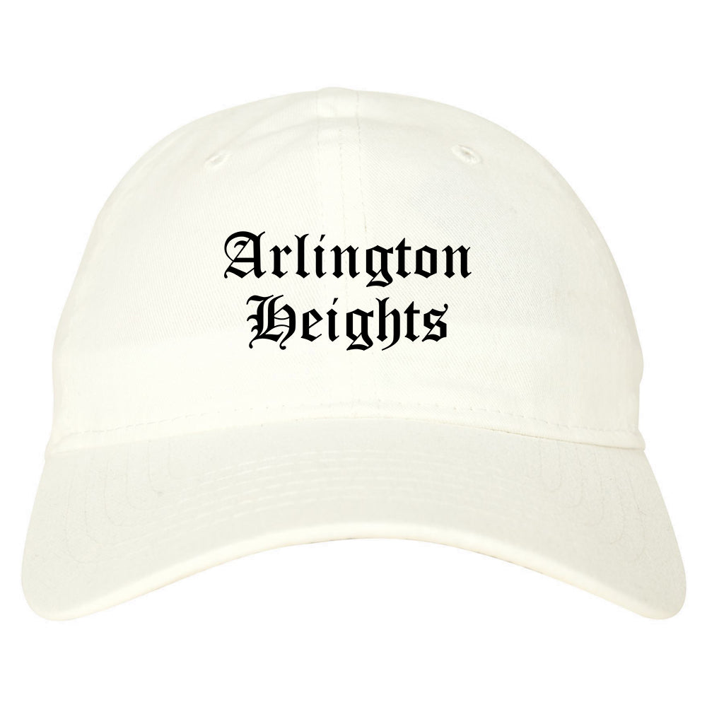 Arlington Heights Illinois IL Old English Mens Dad Hat Baseball Cap White