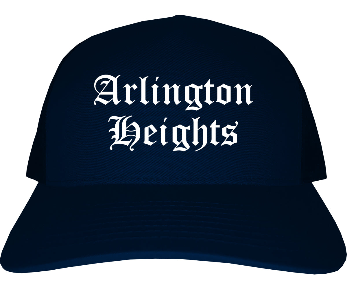 Arlington Heights Illinois IL Old English Mens Trucker Hat Cap Navy Blue