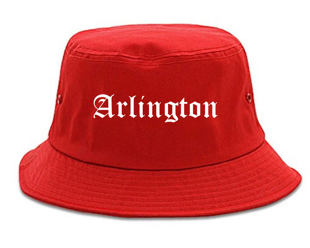 Arlington Texas TX Old English Mens Bucket Hat Red