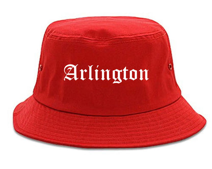 Arlington Texas TX Old English Mens Bucket Hat Red