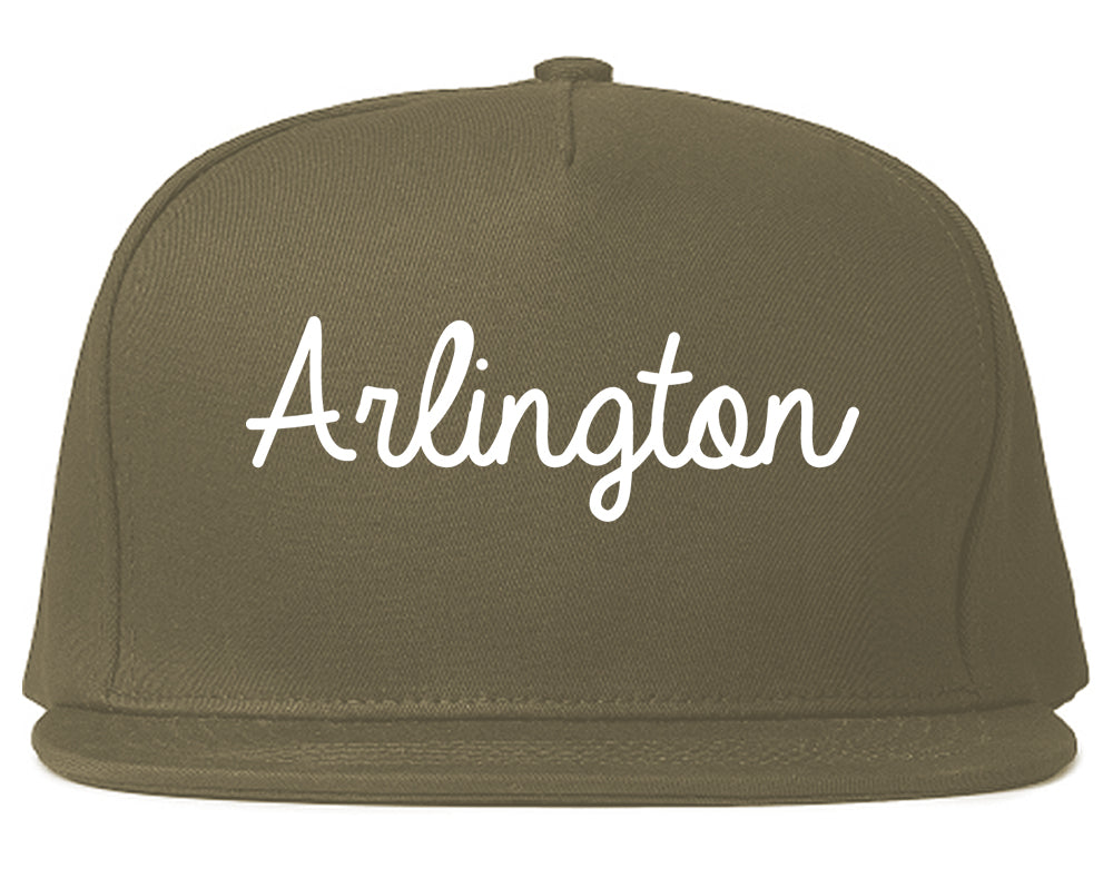 Arlington Texas TX Script Mens Snapback Hat Grey