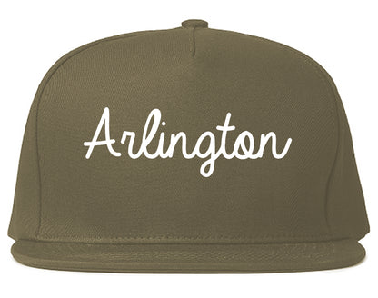 Arlington Texas TX Script Mens Snapback Hat Grey
