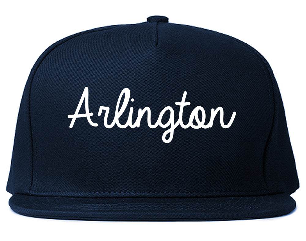 Arlington Texas TX Script Mens Snapback Hat Navy Blue