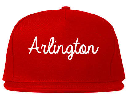 Arlington Texas TX Script Mens Snapback Hat Red