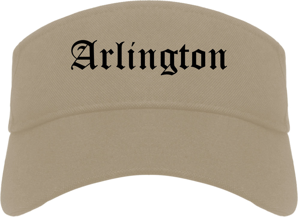 Arlington Texas TX Old English Mens Visor Cap Hat Khaki