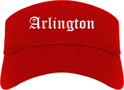 Arlington Texas TX Old English Mens Visor Cap Hat Red