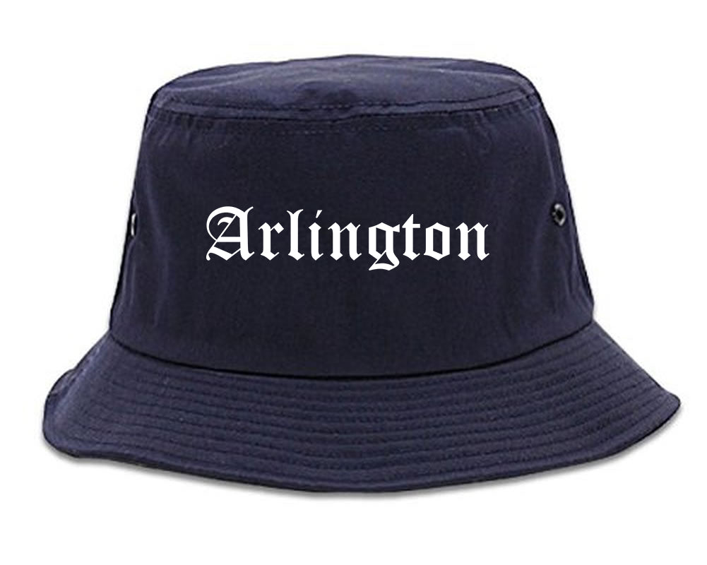 Arlington Washington WA Old English Mens Bucket Hat Navy Blue