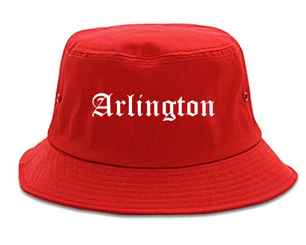 Arlington Washington WA Old English Mens Bucket Hat Red