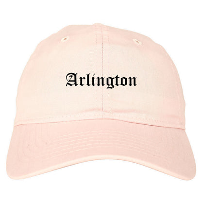 Arlington Washington WA Old English Mens Dad Hat Baseball Cap Pink