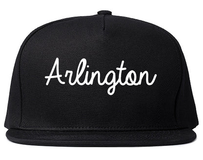 Arlington Washington WA Script Mens Snapback Hat Black
