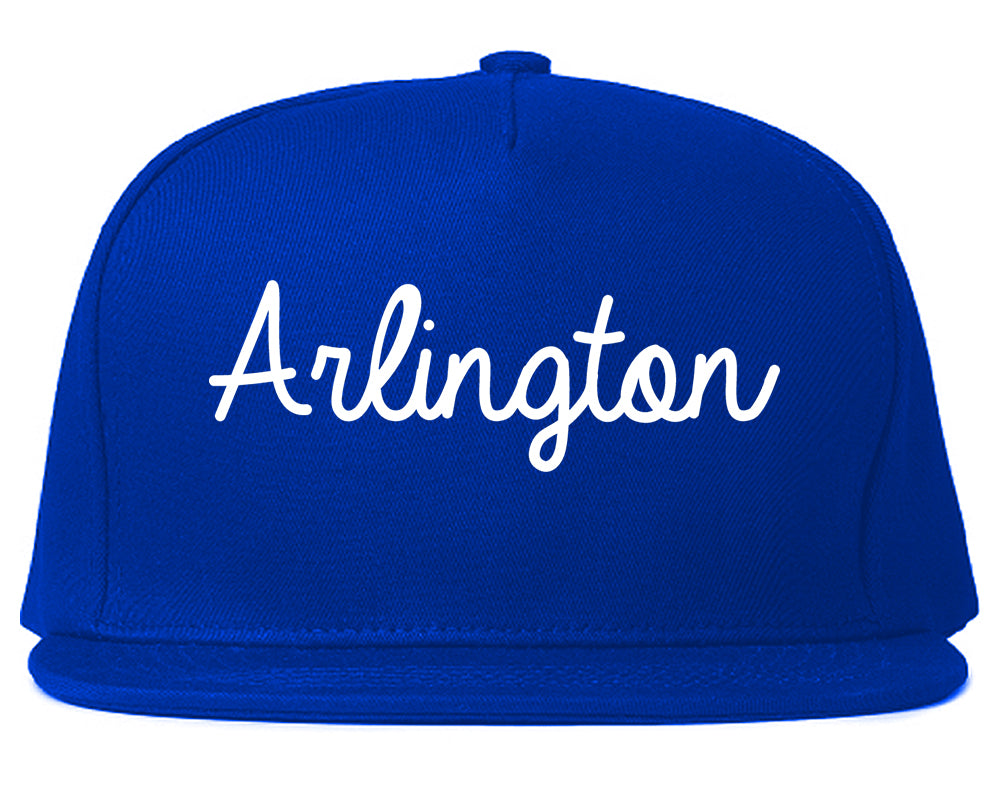 Arlington Washington WA Script Mens Snapback Hat Royal Blue