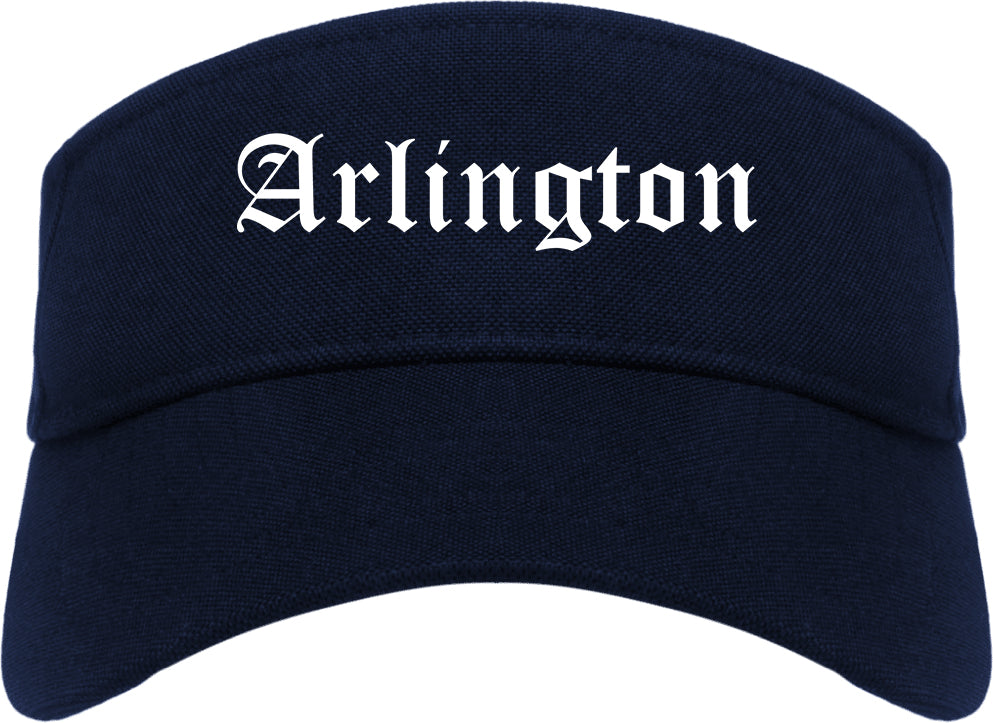Arlington Washington WA Old English Mens Visor Cap Hat Navy Blue