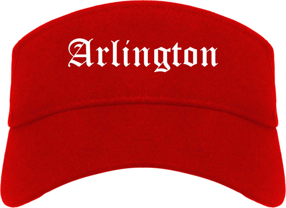 Arlington Washington WA Old English Mens Visor Cap Hat Red