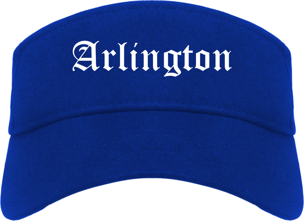 Arlington Washington WA Old English Mens Visor Cap Hat Royal Blue