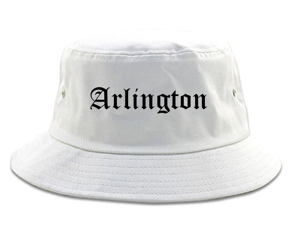 Arlington Washington WA Old English Mens Bucket Hat White