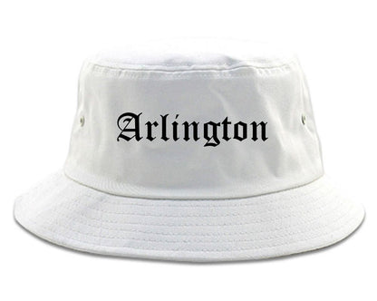Arlington Washington WA Old English Mens Bucket Hat White