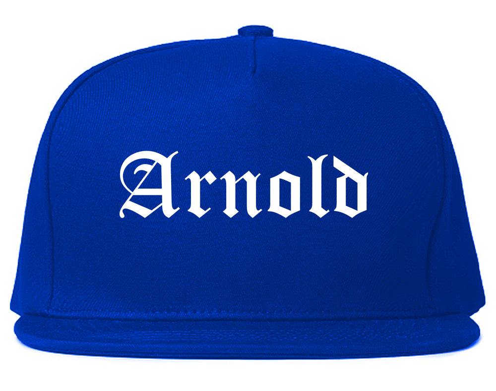 Arnold Missouri MO Old English Mens Snapback Hat Royal Blue