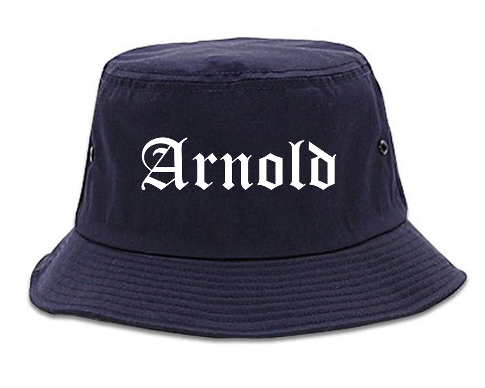 Arnold Missouri MO Old English Mens Bucket Hat Navy Blue