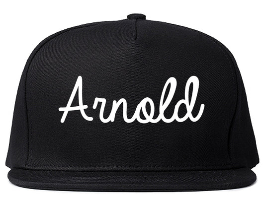Arnold Missouri MO Script Mens Snapback Hat Black