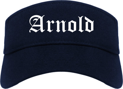 Arnold Missouri MO Old English Mens Visor Cap Hat Navy Blue