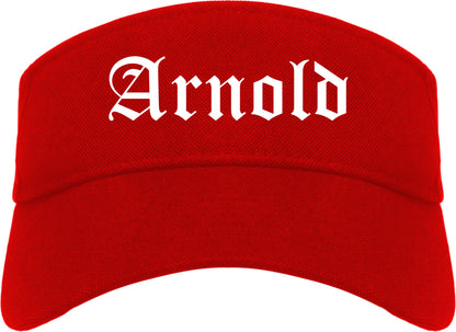 Arnold Missouri MO Old English Mens Visor Cap Hat Red
