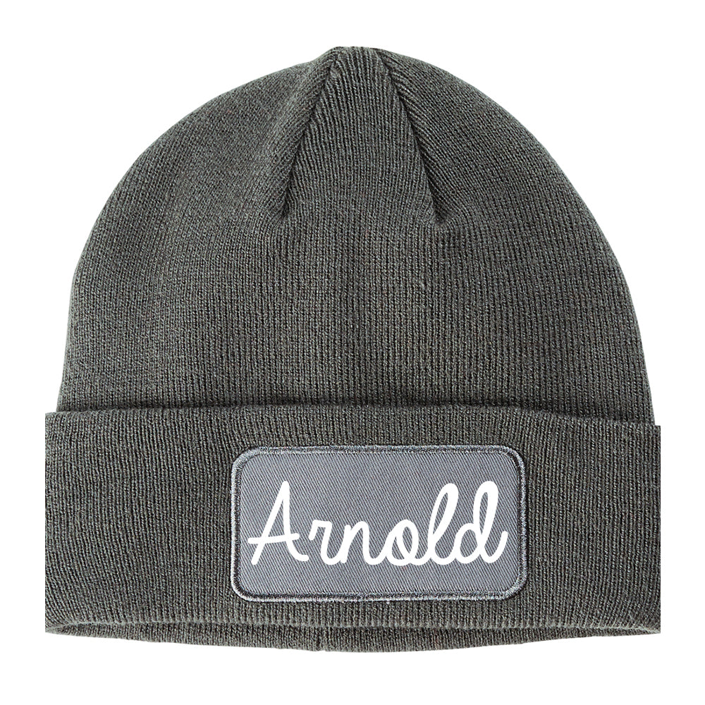 Arnold Pennsylvania PA Script Mens Knit Beanie Hat Cap Grey