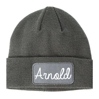 Arnold Pennsylvania PA Script Mens Knit Beanie Hat Cap Grey