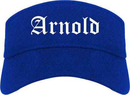 Arnold Pennsylvania PA Old English Mens Visor Cap Hat Royal Blue