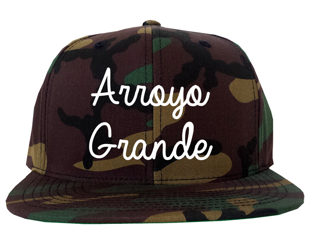 Arroyo Grande California CA Script Mens Snapback Hat Army Camo