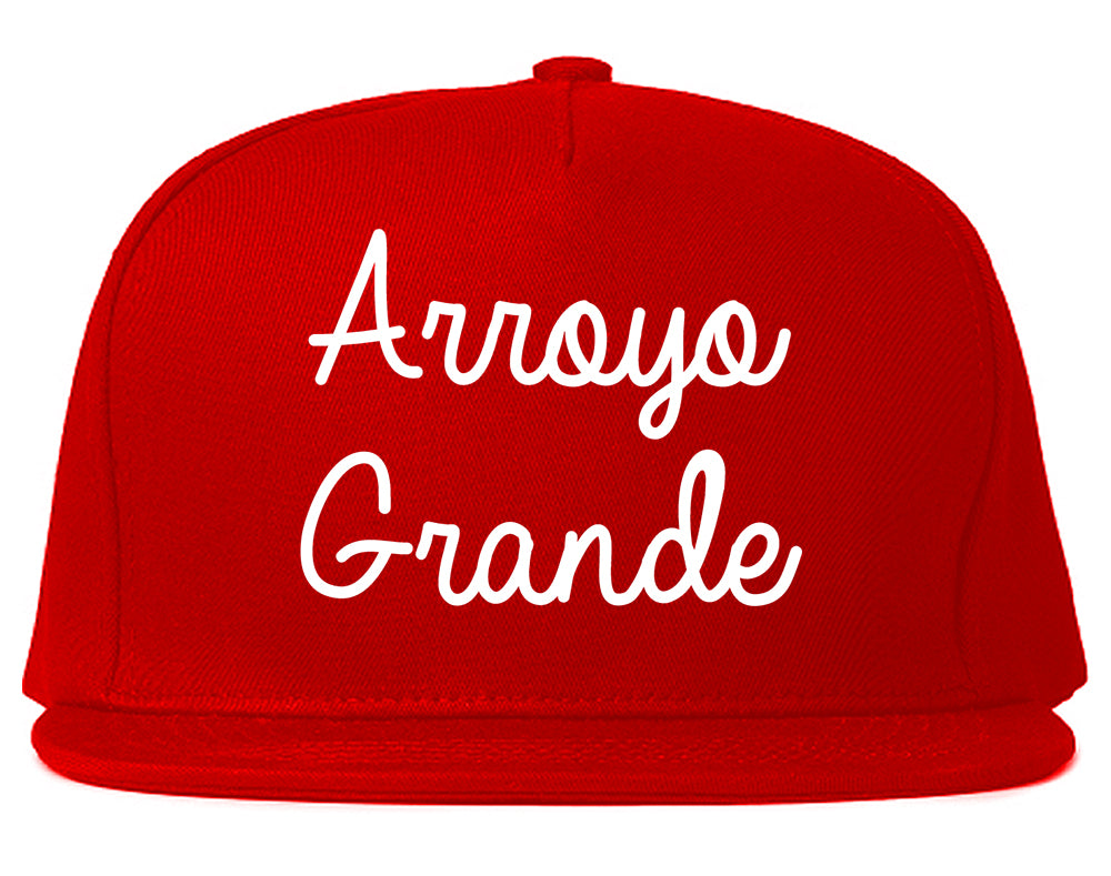 Arroyo Grande California CA Script Mens Snapback Hat Red