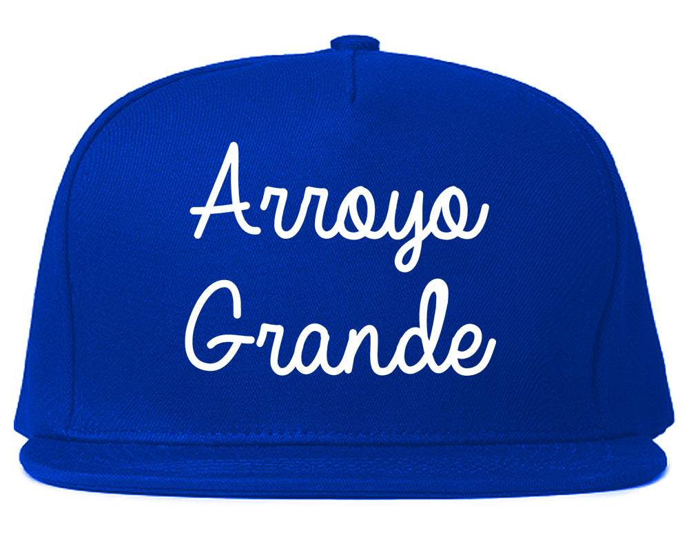 Arroyo Grande California CA Script Mens Snapback Hat Royal Blue