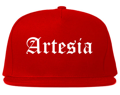 Artesia California CA Old English Mens Snapback Hat Red