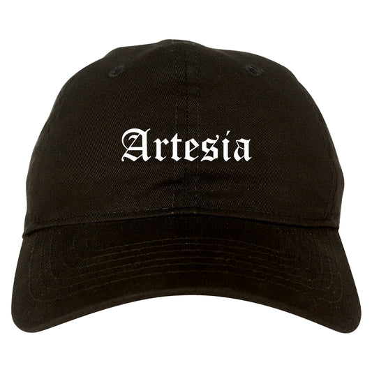 Artesia California CA Old English Mens Dad Hat Baseball Cap Black