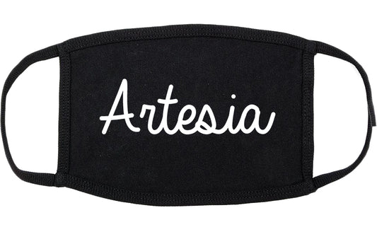 Artesia California CA Script Cotton Face Mask Black