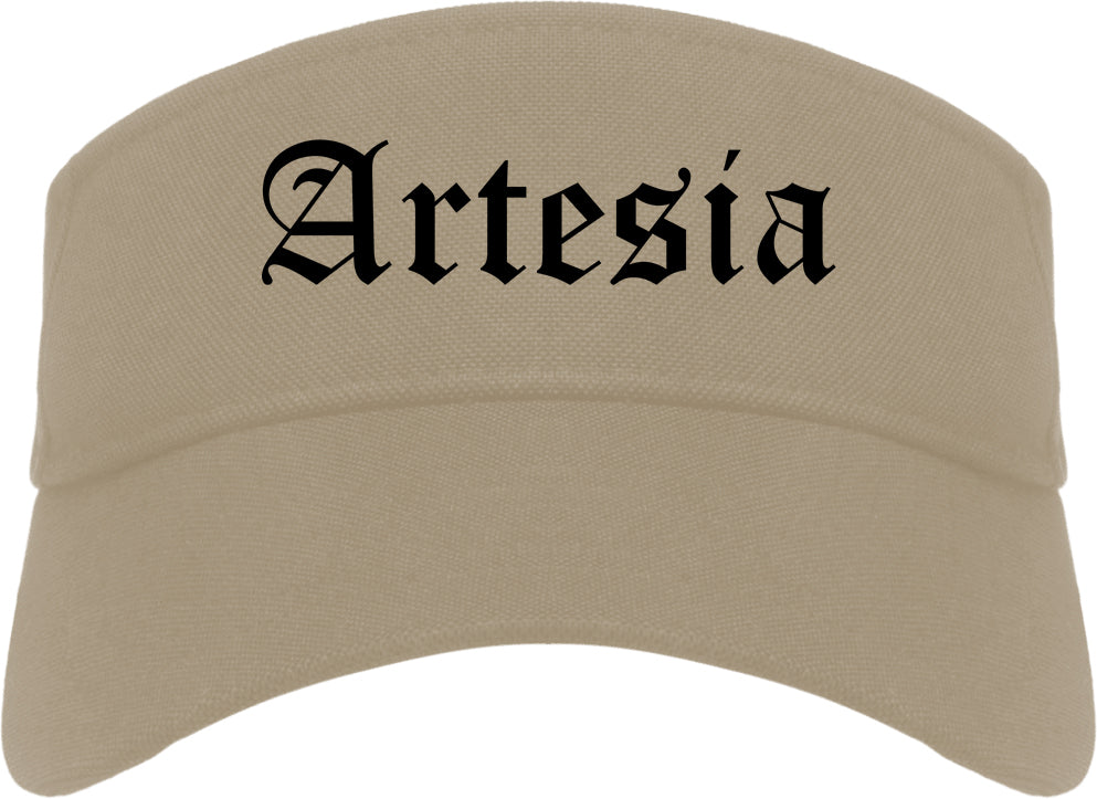 Artesia California CA Old English Mens Visor Cap Hat Khaki