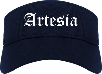 Artesia California CA Old English Mens Visor Cap Hat Navy Blue