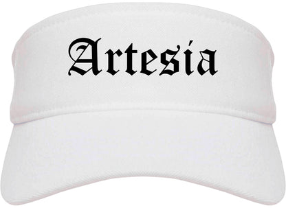 Artesia California CA Old English Mens Visor Cap Hat White