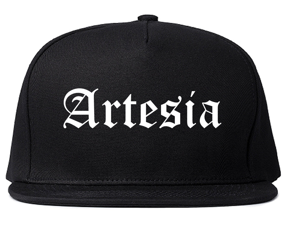 Artesia New Mexico NM Old English Mens Snapback Hat Black