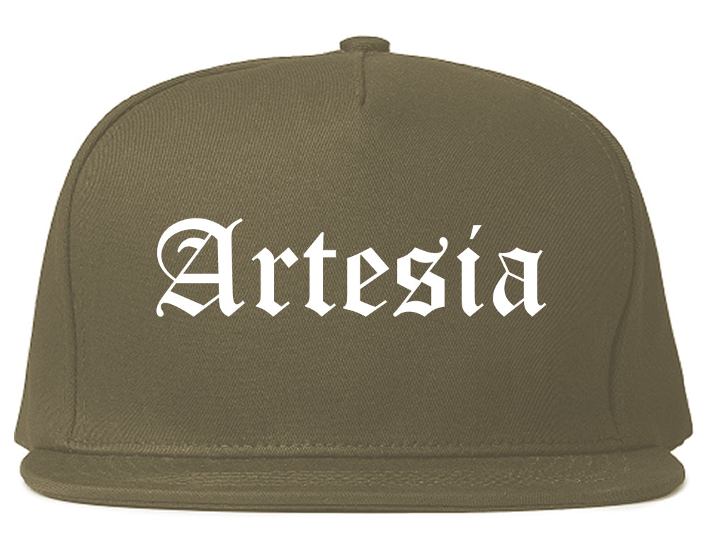 Artesia New Mexico NM Old English Mens Snapback Hat Grey