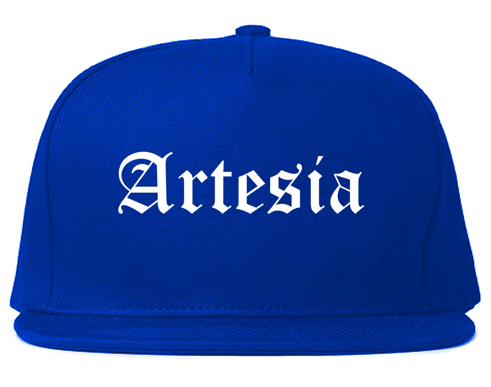 Artesia New Mexico NM Old English Mens Snapback Hat Royal Blue