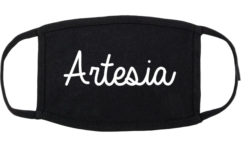 Artesia New Mexico NM Script Cotton Face Mask Black