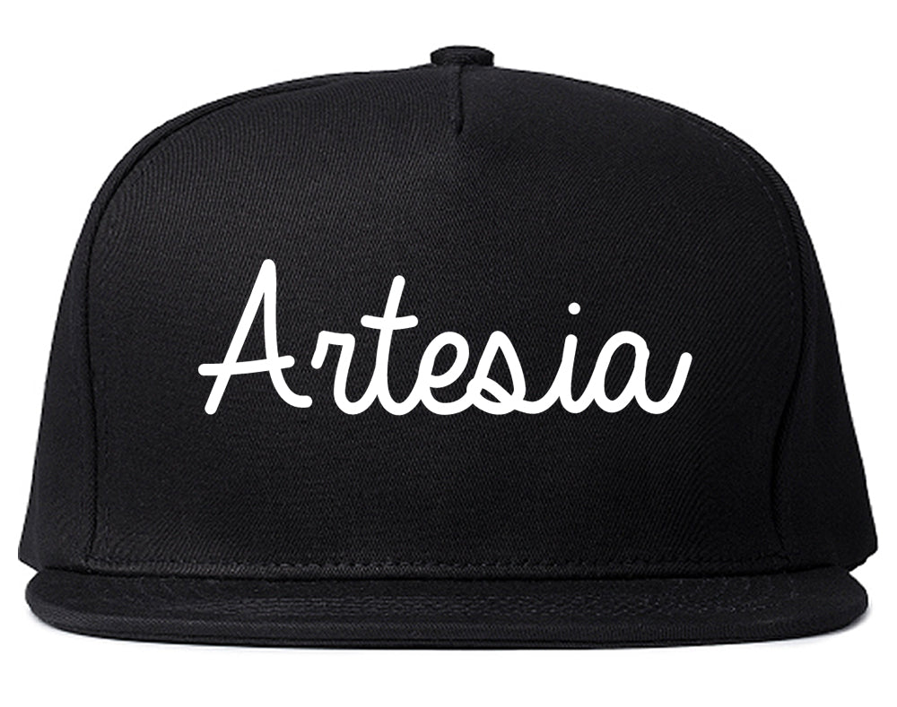 Artesia New Mexico NM Script Mens Snapback Hat Black