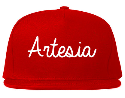 Artesia New Mexico NM Script Mens Snapback Hat Red