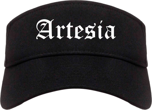 Artesia New Mexico NM Old English Mens Visor Cap Hat Black